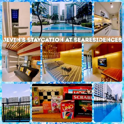 a collage of pictures of condos and buildings at Sea Residences 5mins walk to SM MoA, Arena, SMX, 55