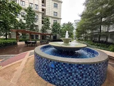 a fountain in the middle of a courtyard at NAIA Terminal 3 Insane Interior, Be the Boss in Manila
