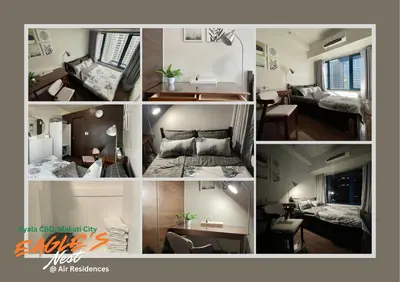 a collage of photos of a bedroom and a bathroom at City View Condo Unit with Netflix & Wifi in Ayala Avenue Makati City in Manila