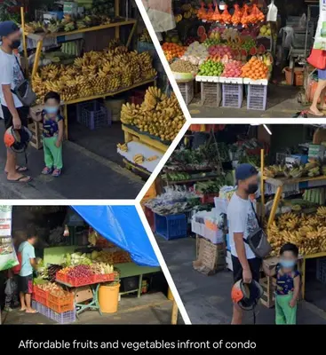 a collage of photos of a man and a child at a market at Condo Premium Near NAIA T123 in Manila