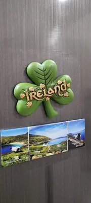 a green plant with the wordrosis on it next to pictures at 2BR Irish Luck Holiday Apartment in Manila