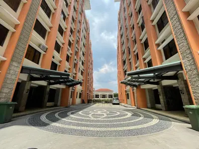 a labyrinth in the middle of a street between two buildings at Bea’s Transient (Condo Studio Room for 2!) in Manila