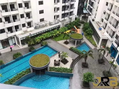 an overhead view of a swimming pool in a building at PARANAQUE STAYCATION at SPRING RESIDENCES T3 U1231 in Manila