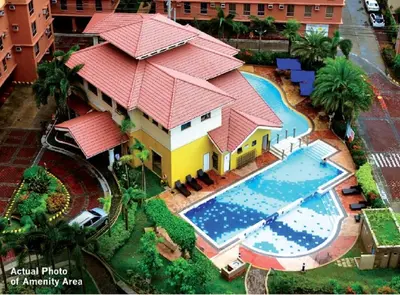 a model of a house with a swimming pool at Near Manila Airport, MAILZ HOMEZ COZY Studio Condo, Full Kitchen, Swimming Pool, WIFI, 11P in Manila