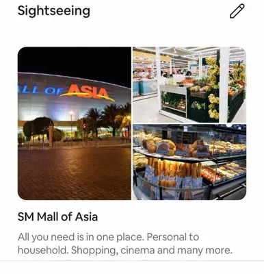 a collage of three pictures of a mall of asia at Shell Family Suites Ocean & MOA view in Manila