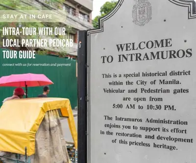 a sign that says welcome to india to intervene at Cinema room at Intramuros by IN cafebar in Manila