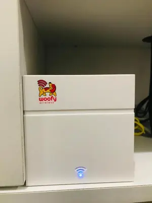 a white refrigerator with a sticker on top of it at Spring Residences Affordable Condotel Bicutan Paranaque near NAIA Airport in Manila