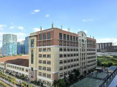 an aerial view of a building in a city at SHORE RESIDENCES HOTEL Staycation 621 Dynastel in Manila