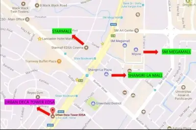 a map of the city of sarajevo and its landmarks at Modern style Condo with Unli Wifi and Netflix in Manila