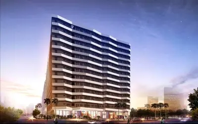 a rendering of a large building with palm trees at Premier Luxury Suite near SM Mall of Asia Arena & DFA with Free Parking in Manila