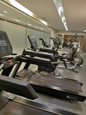 a row of cardio machines in a gym at Shore 3 tower 2 mall of Asia in Manila
