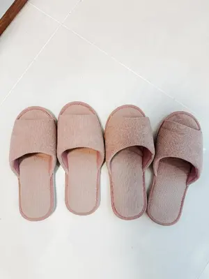 a group of three pairs of sandals on a table at Lian Louise at SMDC Shore 3 MOA with Parking in Manila