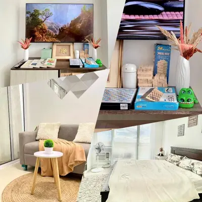 a collage of pictures of a living room at A3J Staycation at Azure Urban Resort Residences in Manila