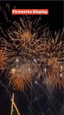 a display of fireworks in the sky at night at SHELL RESIDENCE C22 Shortwalk MOA Balcony poolview in Manila