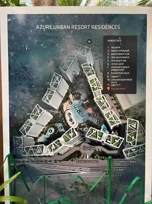 a poster for an urban resort with a drawing of a city at Azure cozy corners in Manila
