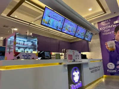 a cashier counter in a koreanoreanoreanoreanoreanoreanoreanorean supermarket at 1 Bedroom with Balcony at Air Residences, Makati in Manila