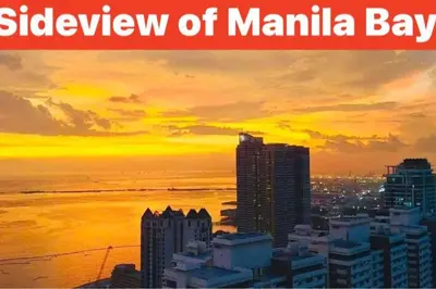 a sunset over the city of manila with the words slieveven of m at Birch Tower a3 front of Robinson Mla FREEpool in Manila