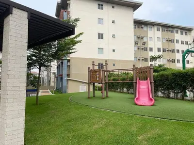 a playground in a park with a pink slide at Modern Simplicity: Cozy @Nuvali in Pitland