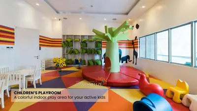 a childs play room with a colorful interior play area for your castle kids at Azure skyview 1BR netflix karaoke ps3 Airport in Manila