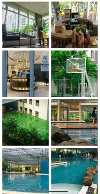 a collage of different pictures of a building at Luxury Resort Condo in Pasig FastWifiPoolSmartLock in Manila