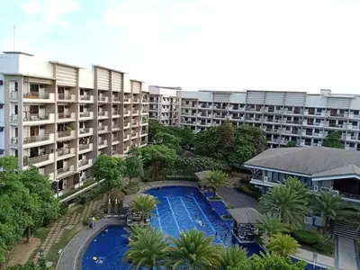 an aerial view of an apartment complex with a swimming pool at Asteria Lovely Staycation in Manila