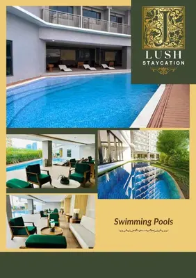 a collage of pictures of a swimming pool at Modern Condo Near Ayala Avenue Makati City CBD at Lush Residences in Manila