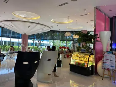 a shopping mall with a store with a store front with a store front at Stunning 1-Bed Apartment in Paranaque in Manila