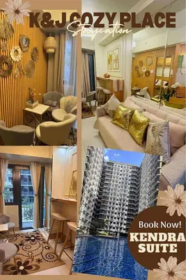 a collage of photos of a living room and a living room at Kendra Suite at Shore 3 Residences, MOA in Manila