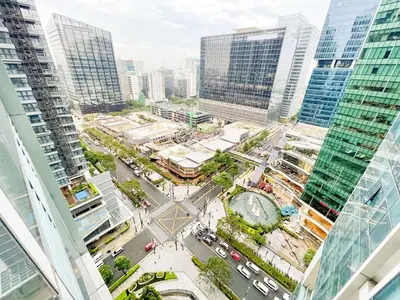 an aerial view of a city with tall buildings at Prime BGC Condo: Uptown Mall & Hyatt #ournw21n in Manila