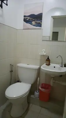 a bathroom with a white toilet and a sink at Experience Santa Rosa Comfort at MEGAN Montagne Suite in Santa Rosa