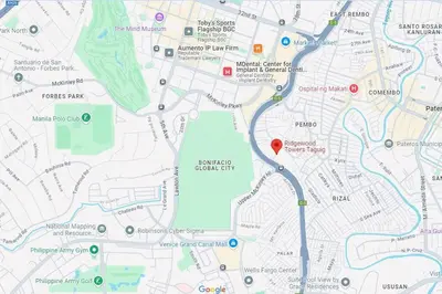 a map of the city of edmonton cerebral settlement at 1BR Condotel Ridgewood Towers Taguig City #RW02 in Manila