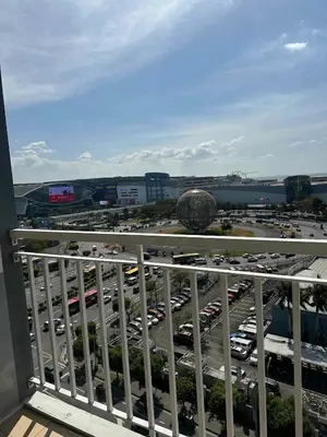 a view of a parking lot from a balcony at Mall of Asia view from Balcony 15F in Manila