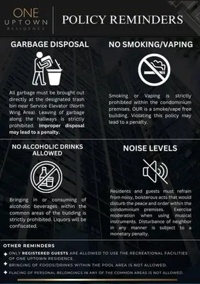 a sign that saysno smoking and no smoking signs at City Life Suite Uptown BGC in Manila