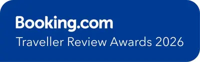 a blue sign that says boatingcom traveler review awards at 1-Bedroom condo with pool across NAIA Terminal 3 in Manila
