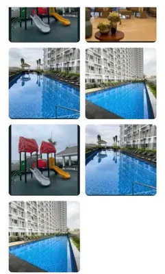 a collage of pictures of a pool with a slide at The Prestige Bayview with Balcony in Manila