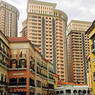a group of tall buildings in a city at Condo Hotel type luxury Big Studio in Mckinley Hill taguig in Manila