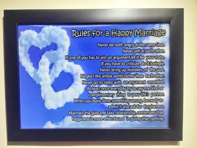a frame with a poem with a heart cloud at Cozy Private Hotel Suite with Bath Tub and Free Pool Access in Manila