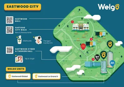 a map of the eastwood city campus at Urban Oasis Serenity in the City w Pool Gym More in Manila