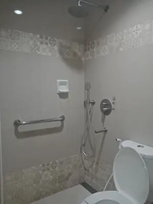 a bathroom with a toilet and a shower at Hotel Sogo - Pasay Rotonda in Manila