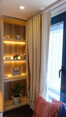 a room with a book shelf and a window at Air residence Fantasy Sophisticated Chic Family living 300 Mbps Fast in Manila