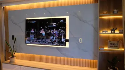 a flat screen tv on a wall in a store at Air Residence Makati Suite Sophisticated Living Condo 300 Mbps in Manila