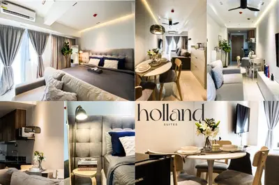 a collage of photos of a hotel room at Mall of Asia Shore 3 Residences Holland Suites in Manila