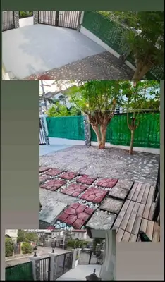 a collage of pictures of a patio with a tree at Modern Home Near MOA and NAIA in General Trias
