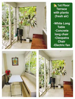 a collage of two pictures of a room with windows at Family Airconditioned Room with Balcony & Parking in Cabuyao 2-storey house in Cabuyao