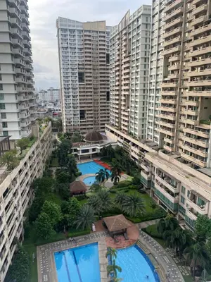 an aerial view of a city with tall buildings at Luxury Bauhaus inspired apartment near Makati in Manila