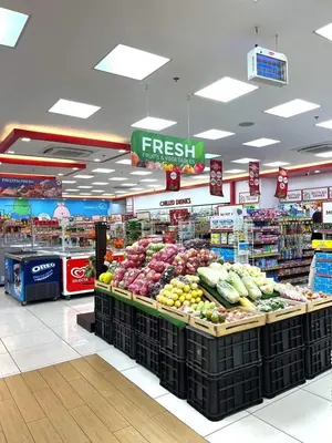 a produce section of a grocery store with fruits and vegetables at City Serenity Escape in Manila