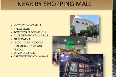 a sign for a shopping mall with the words near by shopping mall at Excellent Location 2 BDRM Homey Wifi Near Airport in Manila
