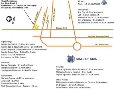 a map of the menu of mall of asia at 2BR Solana Suite near MOA PICC NAIA in Manila