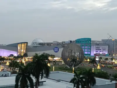 a view of a city at night with a balloon at Eriel condotel in Manila