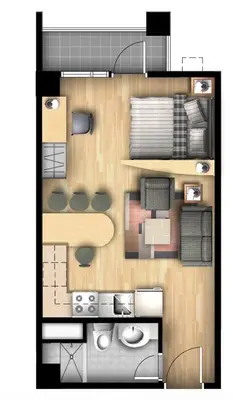a floor plan of a house with at Chic and modern studio in Manila